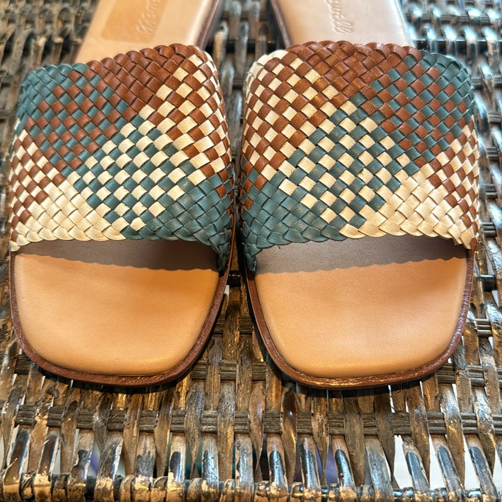 Madewell Lianne Woven Leather Multi Color Slip On Slide Sandals Size 7 - Picture 2 of 9